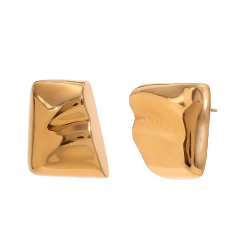 Titanium Steel Earrings, gold color plated, fashion jewelry, golden 