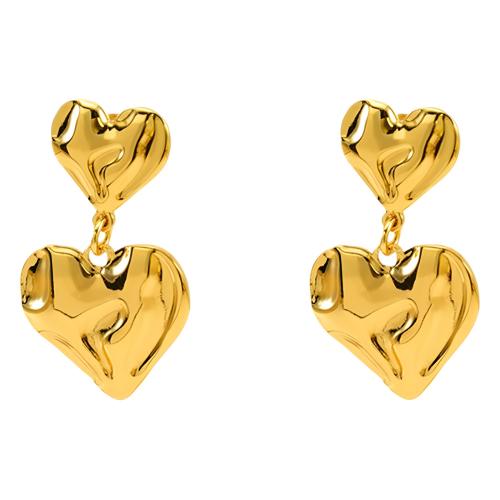 Stainless Steel Drop Earring, 304 Stainless Steel, Heart, 18K gold plated, fashion jewelry & for woman 