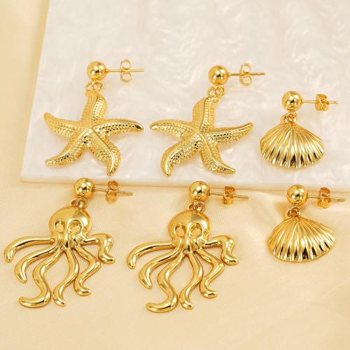 Stainless Steel Drop Earring, 304 Stainless Steel, 18K gold plated, fashion jewelry & for woman 