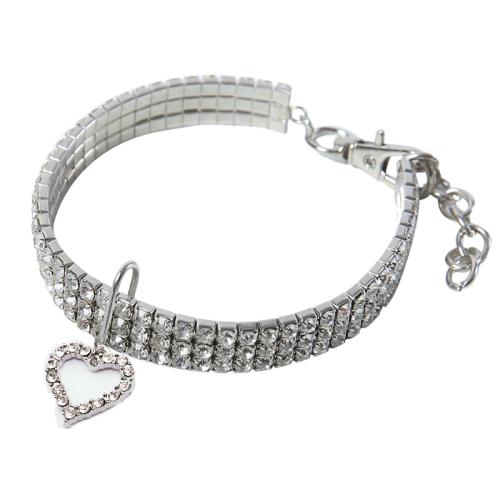 Zinc Alloy Pet Necklace, with Crystal 