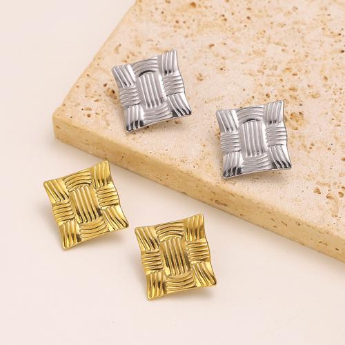 Titanium Steel Earrings, Square, plated, for woman nickel, lead & cadmium free 