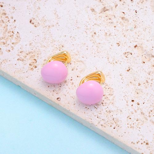 Brass Drop Earring, gold color plated, for woman & enamel, nickel, lead & cadmium free 
