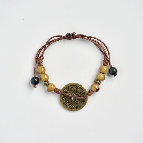 Porcelain Bracelet, with Wax Cord & Zinc Alloy, handmade, vintage & Unisex Approx 6-11 Inch [