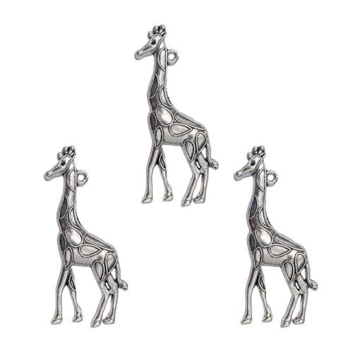 Zinklegierung Tier Anhänger, Giraffe, antik silberfarben plattiert, DIY, 23x54mm, 100PCs/Tasche, verkauft von Tasche