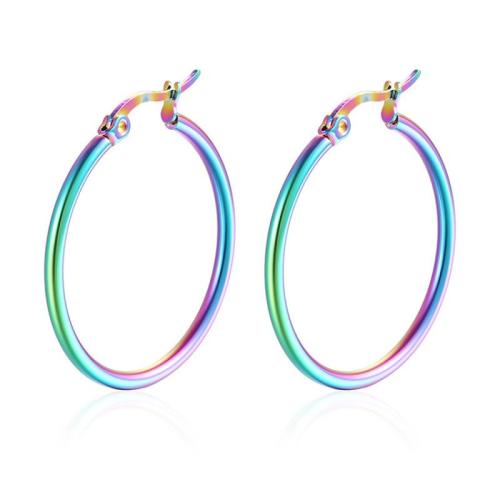 Stainless Steel Hoop Earring, 304 Stainless Steel, Round, plated & for woman 