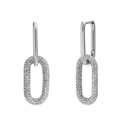 Titanium Steel Earrings, plated, fashion jewelry & micro pave cubic zirconia 