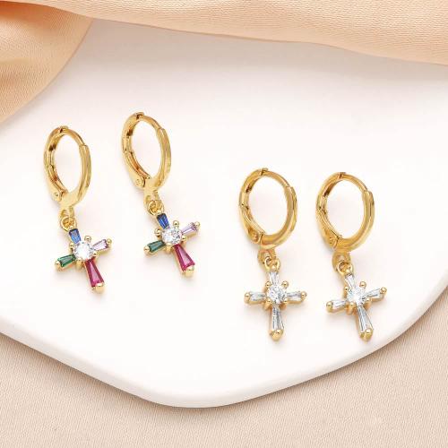 Cubic Zirconia Micro Pave Brass Earring, gold color plated, fashion jewelry & micro pave cubic zirconia 