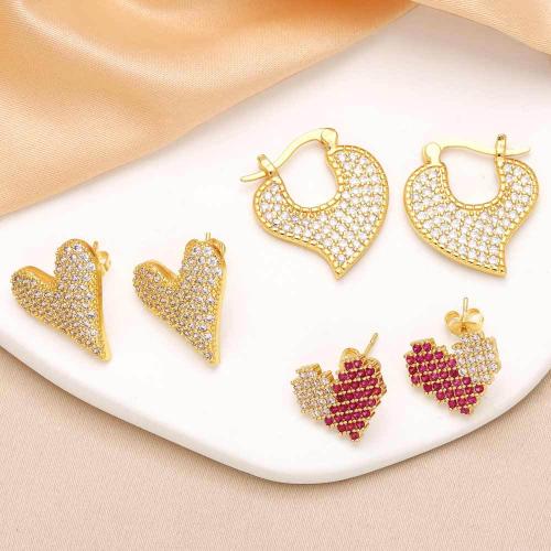 Cubic Zirconia Micro Pave Brass Earring, gold color plated, fashion jewelry & micro pave cubic zirconia, golden 