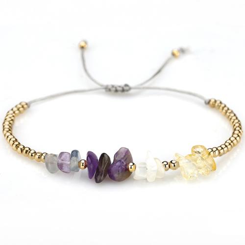 Quartz Bracelets, Amethyst, with Knot Cord & Citrine & Brass, handmade, fashion jewelry & for woman cm [