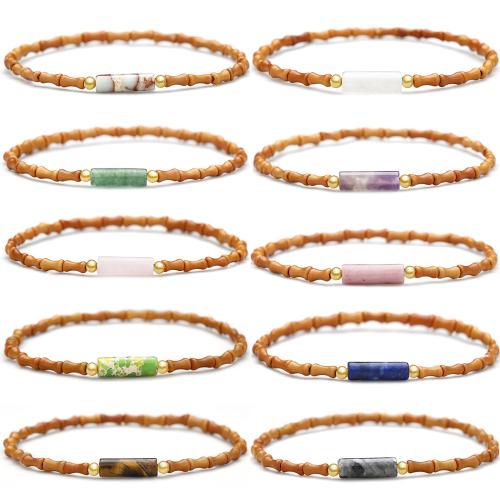 Bracelets en pierres précieuses, olivaire Nucleus, avec fil élastique & pierre gemme, fait à la main, bijoux de mode & différents matériaux pour le choix & pour femme Environ 17 cm, Vendu par PC