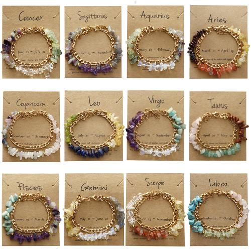 Bracelets en pierres précieuses, laiton, avec pierre gemme, fait à la main, Double couche & bijoux de mode & différents matériaux pour le choix & pour femme, Vendu par PC