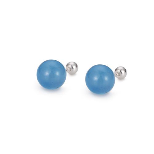 Sterling Silver Stud Earring, 925 Sterling Silver, with Aquamarine, plated, for woman, silver color 