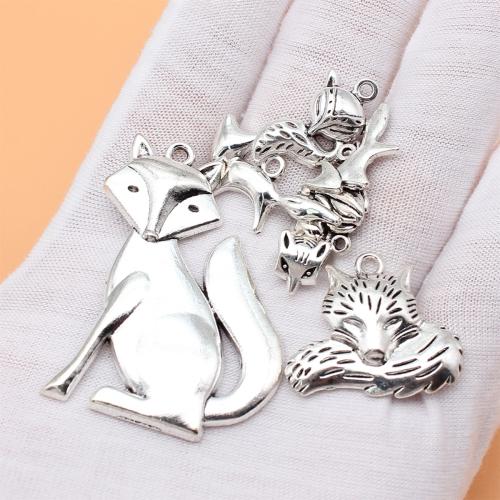 Zinc Alloy Animal Pendants, Fox, antique silver color plated, DIY [