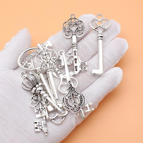 Zinc Alloy Key Pendants, antique silver color plated, DIY [