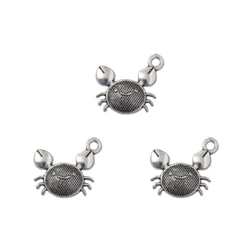 Zinc Alloy Animal Pendants, Crab, antique silver color plated, DIY Approx [