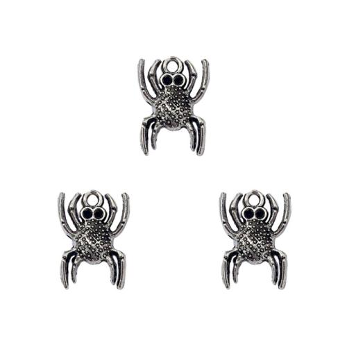 Colgantes Animales de Aleación de Zinc, Araña, chapado en color de plata antigua, Bricolaje, 14x19mm, aproximado 100PCs/Bolsa, Vendido por Bolsa