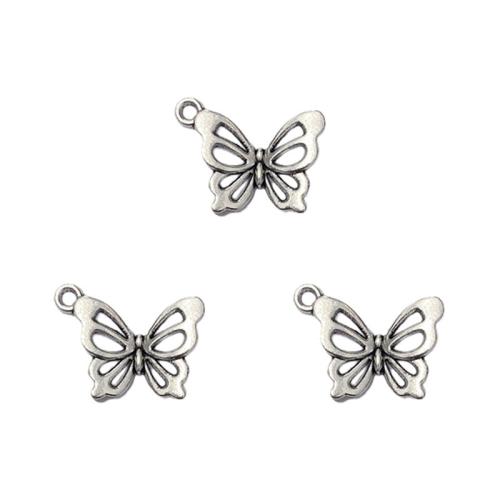 Zinklegierung Tier Anhänger, Schmetterling, antik silberfarben plattiert, DIY, 20x15mm, ca. 100PCs/Tasche, verkauft von Tasche