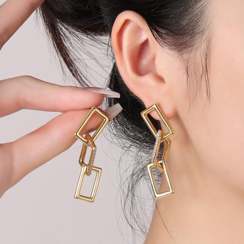 Brass Drop Earring, gold color plated & for woman & with rhinestone & hollow, earring length 10-30mm 