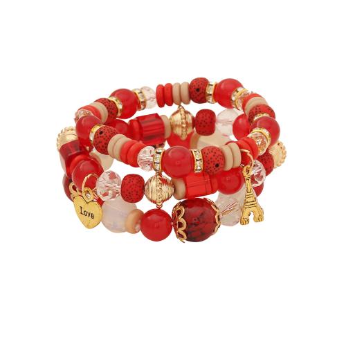 Acrylic Bracelet Set, with Zinc Alloy, handmade, multilayer & Bohemian style & for woman Approx 6-8 Inch [