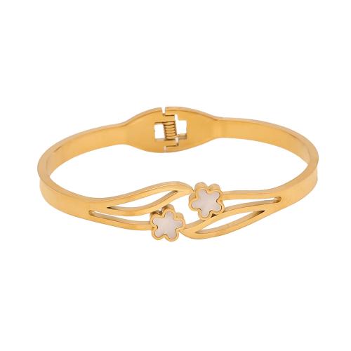 304 Stainless Steel Bangle, with Resin, gold color plated & for woman & with rhinestone, Inner Approx [