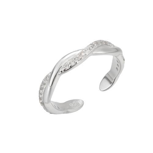 Argent sterling 925 Bague d'orteil, bijoux de mode & pavé de micro zircon & pour femme, plus de couleurs à choisir, 17mm, Vendu par PC