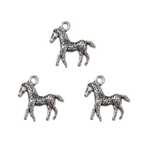 Pendentifs animaux en alliage de zinc, cheval, Plaqué de couleur d'argent, DIY Environ Vendu par sac[