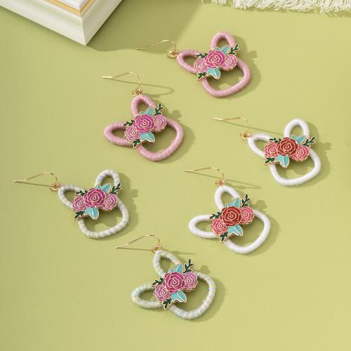 Enamel Zinc Alloy Drop Earring, with Cotton Thread, handmade, for woman 