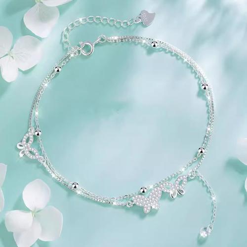 Мода ювелирные изделия anklet, 925 пробы, ювелирные изделия моды & инкрустированное микро кубического циркония & Женский, длина:Приблизительно 24 см, продается PC