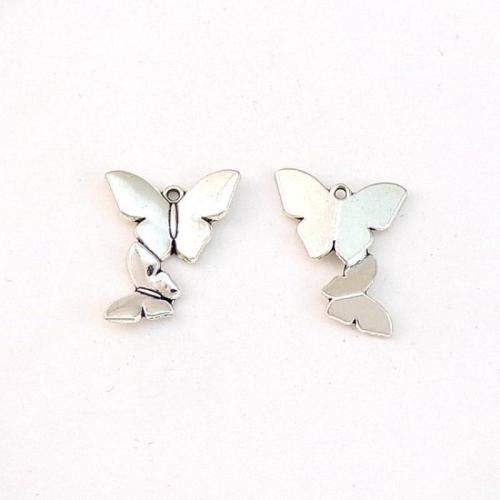 Colgantes Animales de Aleación de Zinc, Mariposa, chapado en color de plata antigua, Bricolaje, 21x18x1.5mm, aproximado 100PCs/Bolsa, Vendido por Bolsa