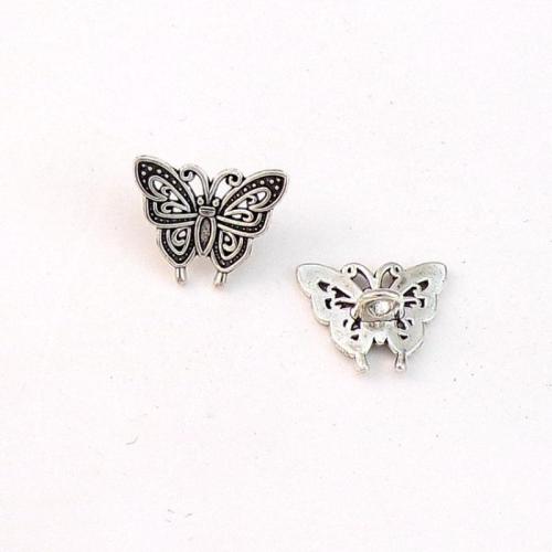 Colgantes Animales de Aleación de Zinc, Mariposa, chapado en color de plata antigua, Bricolaje, 14x12x1.2mm, aproximado 100PCs/Bolsa, Vendido por Bolsa