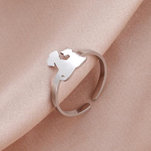 Titanium Steel Finger Ring, silver color plated, Adjustable & for woman [