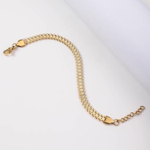 Stainless Steel Chain Bracelets, 304 Stainless Steel, with 5cm extender chain, gold color plated, fashion jewelry, golden, 7mm cm 