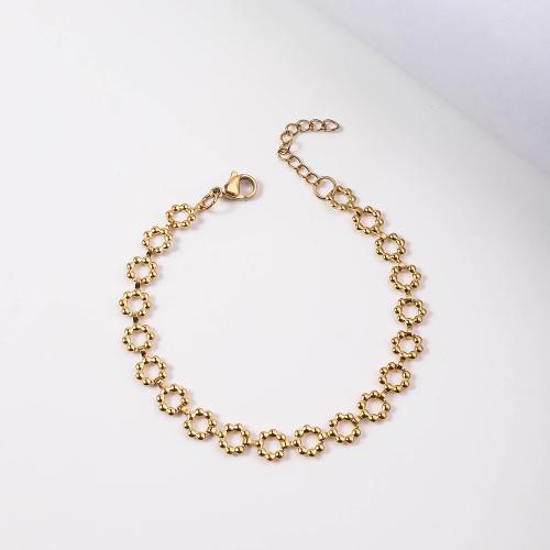 Stainless Steel Chain Bracelets, 304 Stainless Steel, with 5cm extender chain, gold color plated, fashion jewelry, golden, 7mm cm 