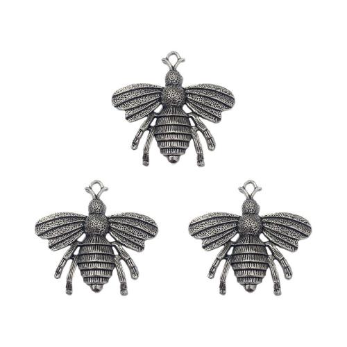 Colgantes Animales de Aleación de Zinc, Abeja, chapado en color de plata antigua, Bricolaje, 39x36mm, aproximado 100PCs/Bolsa, Vendido por Bolsa