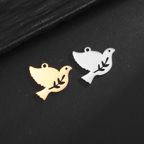 Stainless Steel Animal Pendants, 304 Stainless Steel, Dove, Vacuum Ion Plating, DIY [