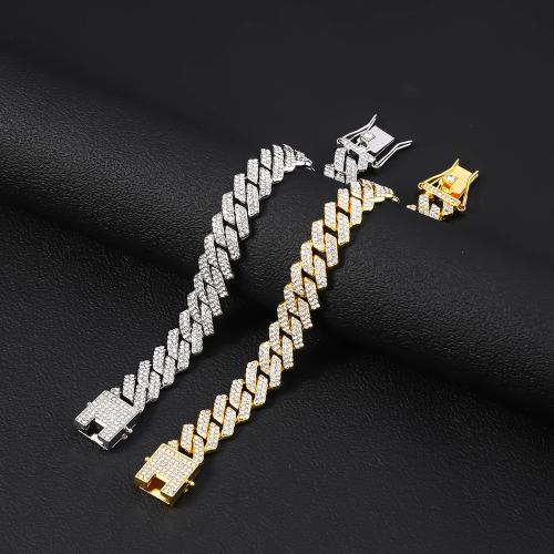 Zinc Alloy Rhinestone Bracelets, plated, fashion jewelry & with rhinestone cm 