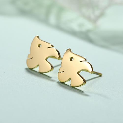 Stainless Steel Stud Earring, 304 Stainless Steel, Fish, plated, for woman [