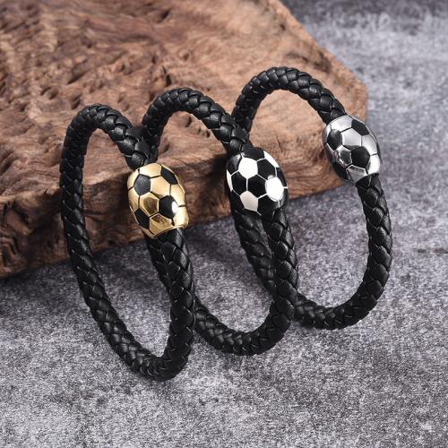 PU Schnur Armbänder, 316 Edelstahl, mit PU Leder, Vakuum-Ionen-Beschichtung, unisex & verschiedene Größen vorhanden, keine, verkauft von PC