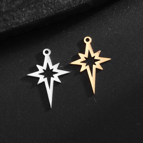 Stainless Steel Star Pendant, 304 Stainless Steel, Eight Point Star, Vacuum Ion Plating, DIY [