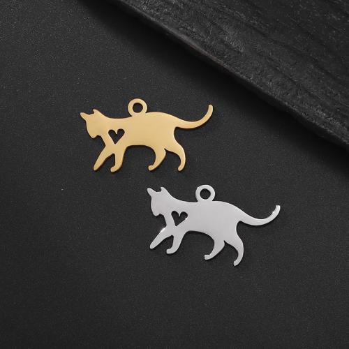 Stainless Steel Animal Pendants, 304 Stainless Steel, Cat, Vacuum Ion Plating, DIY [