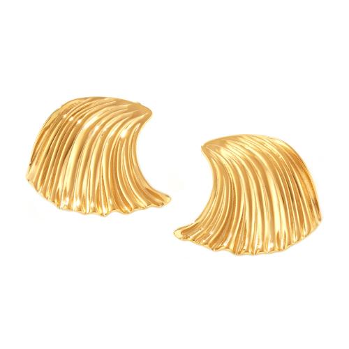 Acier titane boucle d oreille dormeuse, coquille, Plaqué or 18K, bijoux de mode & pour femme, Vendu par paire