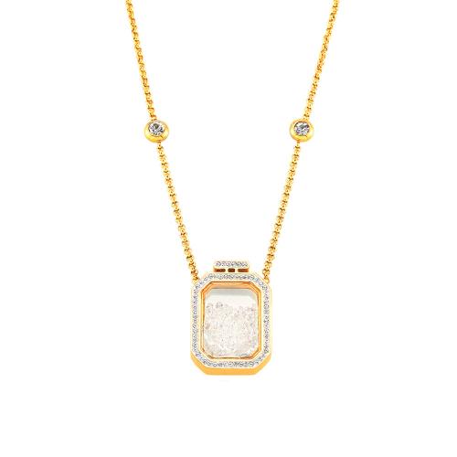 Collier de bijoux en acier inoxydable, Acier inoxydable 304, avec 5cm chaînes de rallonge, bijoux de mode & pour femme & avec strass, Or Environ 45 cm, Vendu par PC