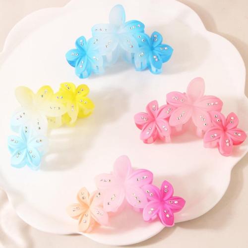 Hair Claw Clips, Resin, Flower, stoving varnish, gradient color & for woman & with rhinestone 