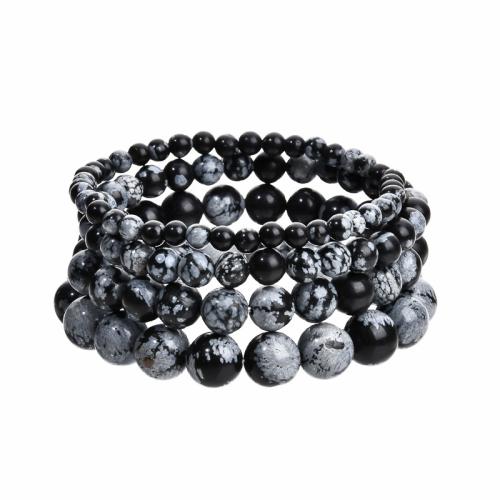 Snowflake Obsidian Bracelet, Unisex cm [