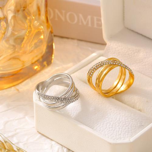 Titane Acier Bague, Acier inoxydable 304, avec Tchèque, bijoux de mode & normes différentes pour le choix & pour femme, plus de couleurs à choisir, Vendu par PC