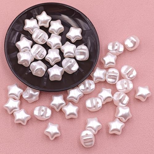 ABS Plastic Pearl Beads, Star, DIY, white 