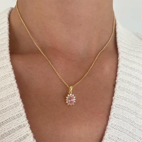 Rhinestone Zinc Alloy Necklace, with 4.5cm extender chain, gold color plated, fashion jewelry & with rhinestone cm 