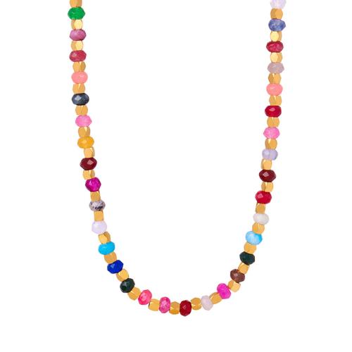 Colliers de pierres précieuses, Acier titane, avec tourmaline, Placage, bijoux de mode & styles différents pour le choix & pour femme, Vendu par PC