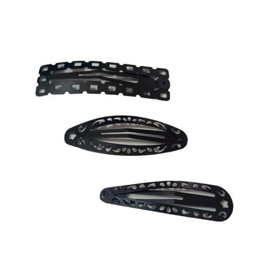 Hair Snap Clips, Iron, Girl & hollow, black 