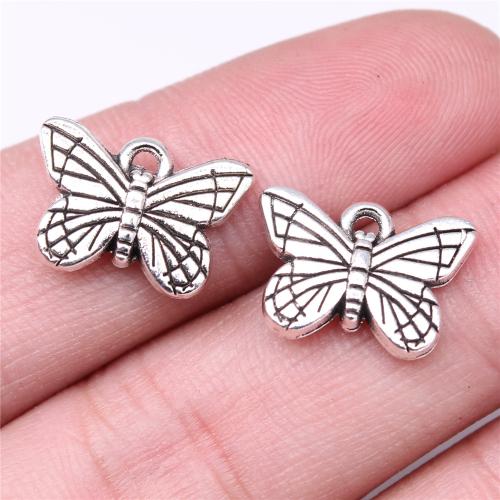 Zinklegierung Tier Anhänger, Schmetterling, antik silberfarben plattiert, DIY, 16x11mm, verkauft von PC